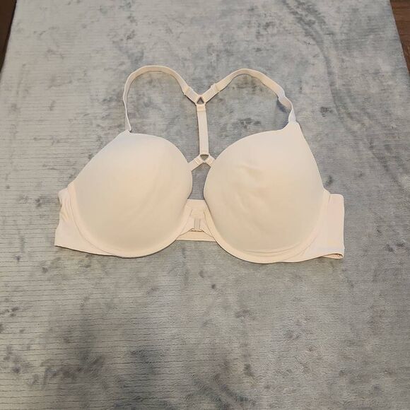 Victoria's Secret 38C Racerback Tshirt Push Up Bra Full Coverage Beige - Picture 1 of 3